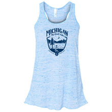 Load image into Gallery viewer, Ladies Relaxed Racerback Tank Top - Michigan Shield Blue Marble
