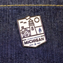 Load image into Gallery viewer, Enamel Pin - Michigan Lighthouse
