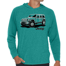 Load image into Gallery viewer, Mens Jeep® Wrangler Line Art Long Sleeve Hooded T-Shirt - Bikini
