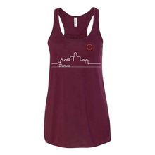 Load image into Gallery viewer, Ladies Relaxed Racerback Tank Top - Detroit Skyline Cranberry
