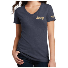 Load image into Gallery viewer, Ladies Jeep® Freedom to Roam V-neck - Navy Blue
