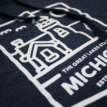 Load image into Gallery viewer, Michigan Lighthouse Hoodie Sweatshirt - Heather Navy
