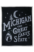 Load image into Gallery viewer, Michigan Vintage Font Sherpa Blanket
