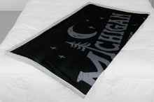 Load image into Gallery viewer, Michigan Vintage Font Sherpa Blanket
