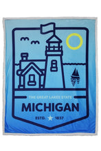 Load image into Gallery viewer, Michigan Lighthouse Sherpa Blanket
