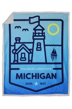 Load image into Gallery viewer, Michigan Lighthouse Sherpa Blanket
