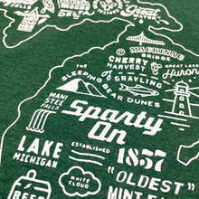 Load image into Gallery viewer, Ladies Relaxed V-neck Michigan Places T-shirt - Deep Green
