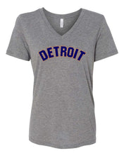 Load image into Gallery viewer, Ladies Relaxed V-neck Detroit Bend 2 color T-shirt - Triblend Grey
