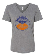 Load image into Gallery viewer, Ladies Relaxed V-neck Detroit Reel T-shirt - Triblend Grey
