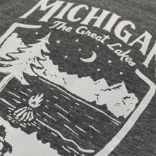Load image into Gallery viewer, Mens Michigan Shield Triblend 3/4 Sleeve Baseball T-shirt
