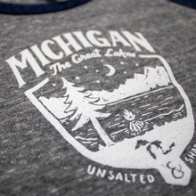Load image into Gallery viewer, Baby - Michigan Shield Triblend 3/4 Sleeve Baseball T-shirt
