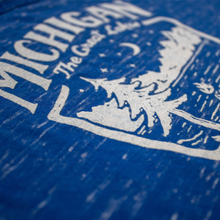 Load image into Gallery viewer, Ladies Relaxed Racerback Tank Top - Michigan Shield Marble Blue
