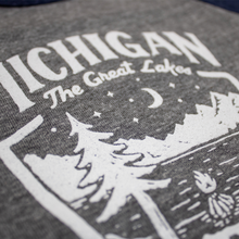 Load image into Gallery viewer, Youth - Michigan Shield Triblend 3/4 Sleeve Baseball T-shirt
