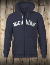Load image into Gallery viewer, Michigan - Unisex Zip-Up Lightweight Hoodie - Navy
