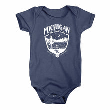 Load image into Gallery viewer, Baby Onesie - Michigan Shield - Navy
