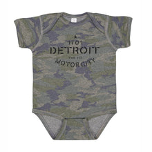 Load image into Gallery viewer, Baby Onesie - Detroit Stencil - Camo
