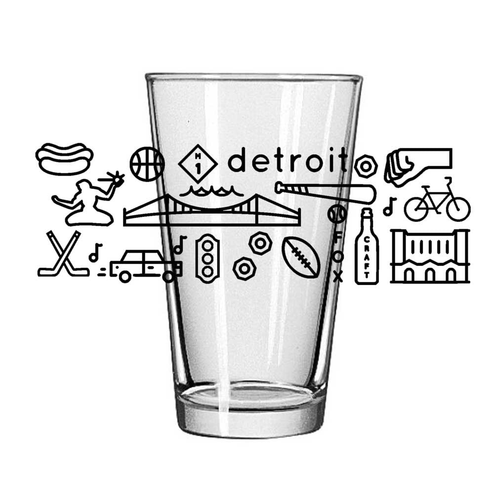 Pint Glass - Detroit Icons