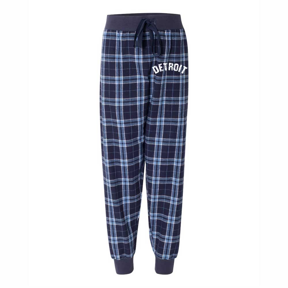 Ladies Detroit Bend Flannel Tailgate Joggers - Navy/Columbia Blue-FINAL SALE