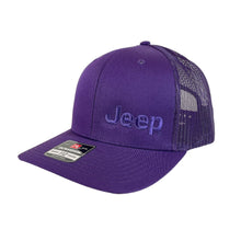Load image into Gallery viewer, Hat - Jeep Text TONAL Trucker - Purple
