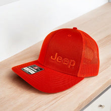 Load image into Gallery viewer, Hat - Jeep Text TONAL Trucker - Orange
