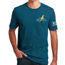Load image into Gallery viewer, Mens Detroit Speed Shop Pin-up T-shirt - Heather Dark Ocean Blue

