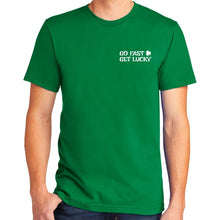 Load image into Gallery viewer, Mens Detroit Go Fast Get Lucky Speed Shop T-shirt (Kelly Green)
