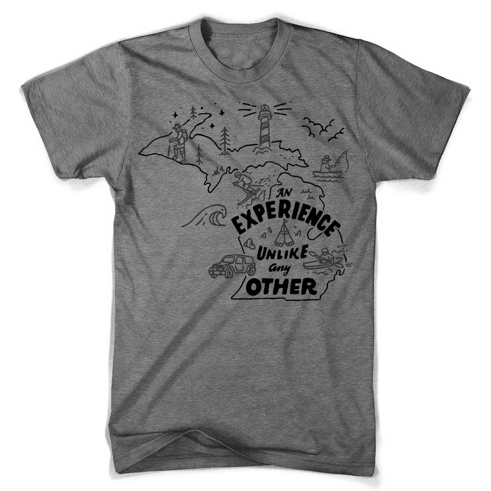 Mens Michigan Experience T-shirt - Grey Triblend-FINAL SALE