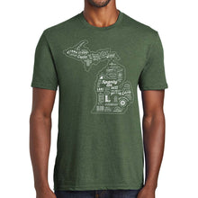Load image into Gallery viewer, Mens Michigan Places T-shirt (Deep Green)
