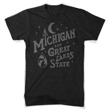 Load image into Gallery viewer, Mens Michigan Vintage Font T-Shirt (Heather Black)
