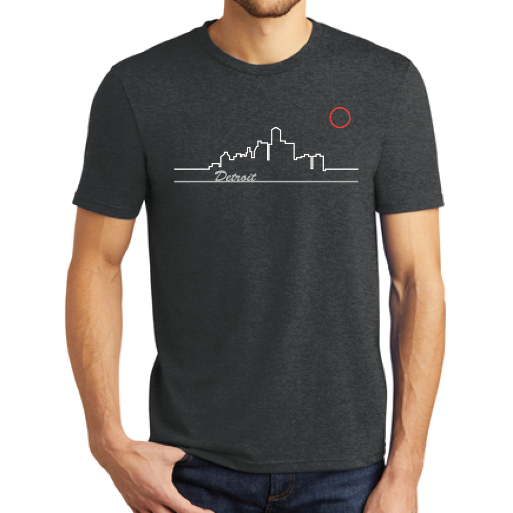 Mens Detroit Skyline T-shirt (Triblend Black)