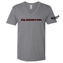 Load image into Gallery viewer, Mens/Unisex V-neck Jeep® Gladiator Red/Black T-Shirt - Slate Grey
