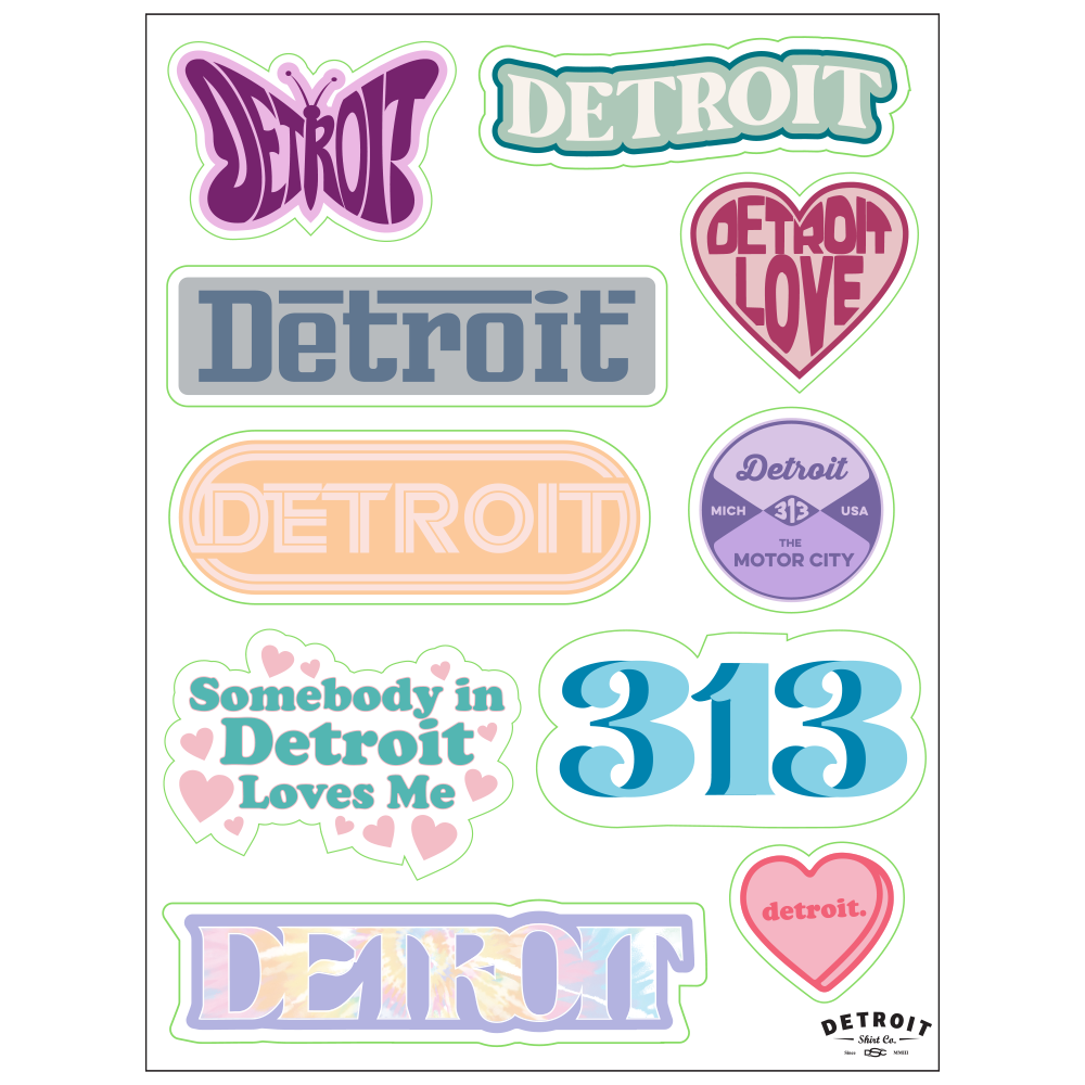 Sticker - Detroit Logos Neutral - Sheet
