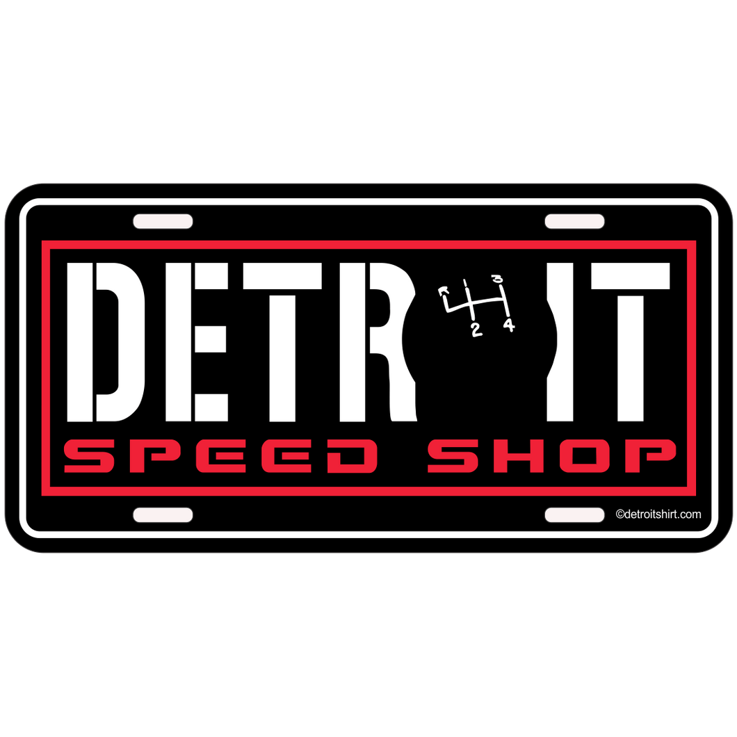 License Plate Metal Sign - Detroit Speed Shop Shifter