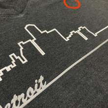 Load image into Gallery viewer, Ladies Relaxed V-neck Detroit Skyline T-shirt - Triblend Black
