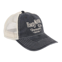 Load image into Gallery viewer, Hat - Ford Vintage Font Low Profile Trucker - Steel Blue/Khaki
