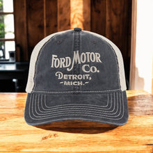 Load image into Gallery viewer, Hat - Ford Vintage Font Low Profile Trucker - Steel Blue/Khaki
