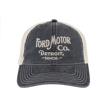 Load image into Gallery viewer, Hat - Ford Vintage Font Low Profile Trucker - Steel Blue/Khaki
