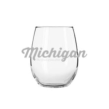 Load image into Gallery viewer, Wine Glass - Michigan Script
