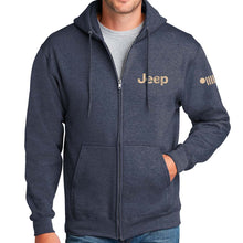 Load image into Gallery viewer, Mens Jeep® Freedom To Roam Zip Hoodie Sweatshirt - Heather Navy Blue
