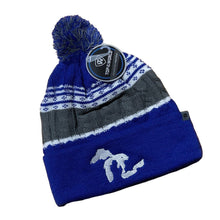 Load image into Gallery viewer, Hat - Michigan Lakes Cable Knit TOTW - Blue/Grey/White
