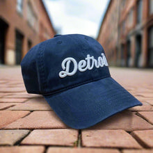 Load image into Gallery viewer, Hat - Navy Detroit Thirsty Script Unstructured
