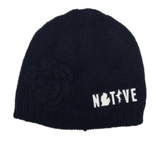 Load image into Gallery viewer, Hat - Michigan Native Knit with flower - Black-FINAL SALE
