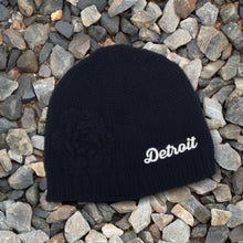 Load image into Gallery viewer, Hat - Detroit Thirsty Knit with flower - Black-FINAL SALE
